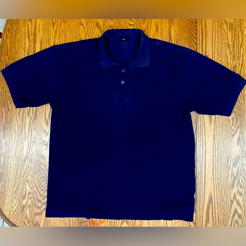 👕ALL POLO👕MENS XL shortsleeve NAVY BLUE cotton/polyester w/xtra button 🔥GUC🔥